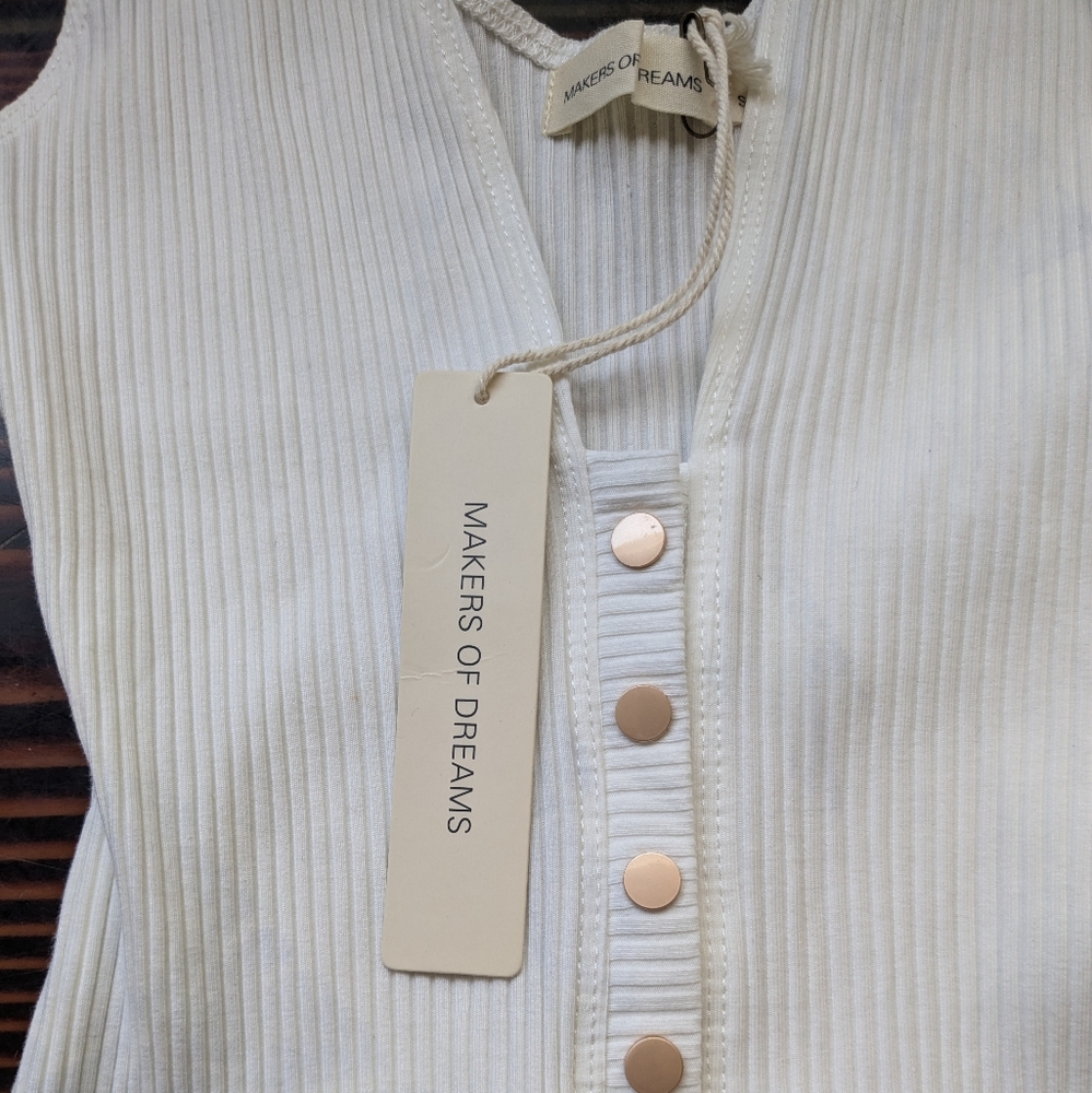 Makers of Dreams Ribbed White Bodysuit | Size S | NWT - Picture 2 of 3